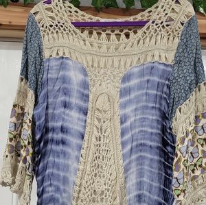 John Mark Crochet Butterfly blouse XL